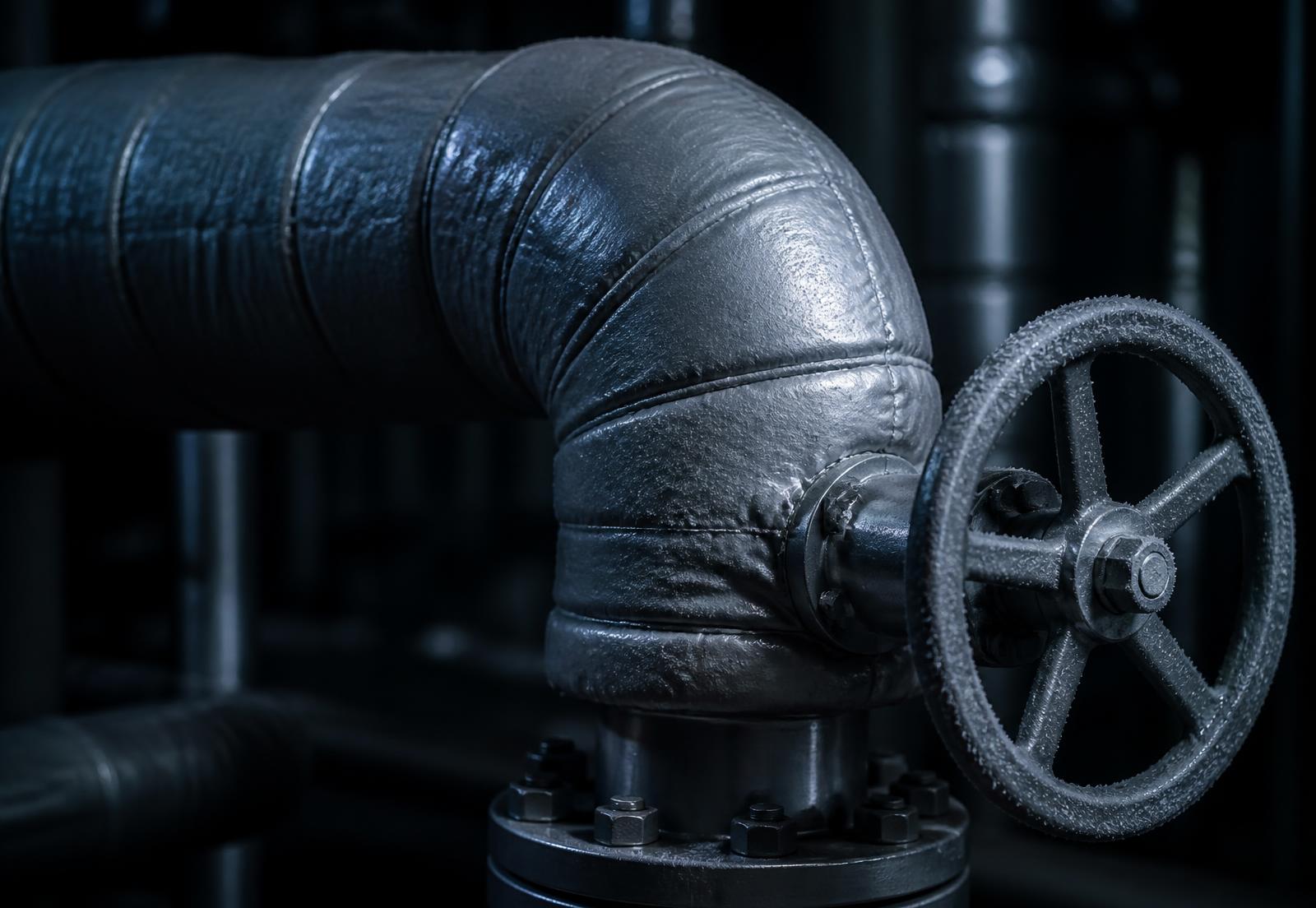 Cryogenic pipework at an LNG facility